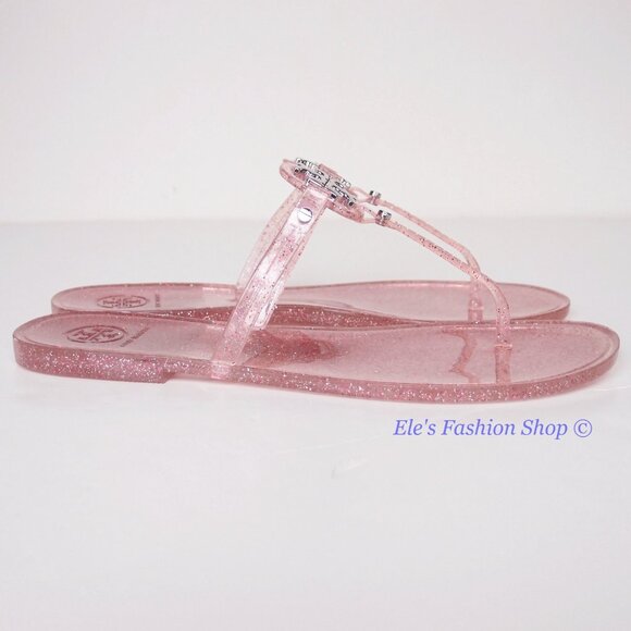 NIB Tory Burch Jelly Mini Miller Sandal Pink Love Silver HW US 7 AUTHENTIC - Picture 14 of 16